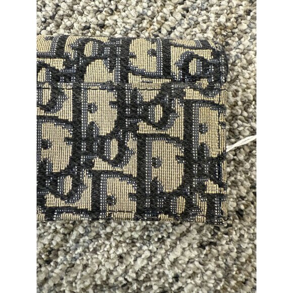 Christian Dior Canvas Oblique Saddle Wallet Navy/Beige Compact Design With Gold - Picture 8 of 10